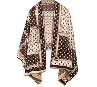 EXTREE Scarfs for Women Pashmina Silky Shawl Wrap for Evening Dressing Horse Scarf Blanket Open Front Poncho Cape, 000-a2- Coffee- Star Chain
