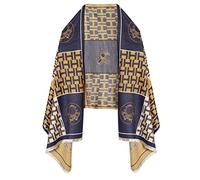 EXTREE Scarfs for Women Pashmina Silky Shawl Wrap for Evening Dressing Horse Scarf Blanket Open Front Poncho Cape, 001-yellow-blue, Medium