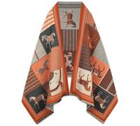 EXTREE Scarfs for Women Pashmina Silky Shawl Wrap for Evening Dressing Horse Scarf Blanket Open Front Poncho Cape, 000-a7-series-orange, Medium