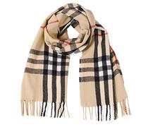 EXTREE Scarfs for Women Pashmina Silky Shawl Wrap for Evening Dressing Horse Scarf Blanket Open Front Poncho Cape, 002-khaki Stripe, Medium