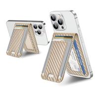 ExtreLife 2-in-1 Magsafe Wallet, Adjustable Stand and Open ID Window, Magnetic Wallet for iPhone 16/15/14 Pro Max/14 Pro/14/14 Plus/13/12 Series, 9 Cards, Champagne Gold