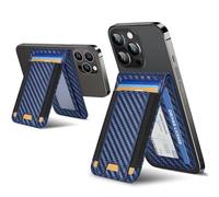 ExtreLife for Magsafe Wallet, Adjustable Stand and Open ID Window, Magnetic Wallet for iPhone 17/16/15/14 Pro Max/14 Pro/14/14 Plus/13/12 Series, 9 Cards, Blue Carbon Fiber