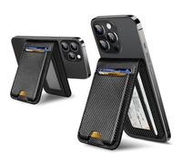 ExtreLife for Magsafe Wallet Stand, Strongest Magnetic Wallet for iPhone 16/15/14/13/12 Series, for iPhone Walle t with Adjustable Stand, ID Window, 6 Cards Holder, Vegan Leather, Black Carbon Fiber