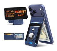 ExtreLife For Magsafe Wallet with Airtag Holder & Money Clip, Strongest Magnetic Wallet for iPhone 17/16/15/14/13/12 Series, 9 Card Holder, RFID Blocking, Vagan Leather, Navy Blue