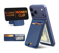 ExtreLife For Magsafe Wallet with Money Clip, Strongest Magnetic Wallet for iPhone 17/16/15/14/13/12 Series, Adjustable Stand, ID Window, 5 Card Holder, RFID Blocking, Not for 13/12 Mini, Navy Blue