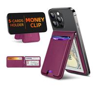 ExtreLife For Magsafe Wallet with Money Clip, Strongest Magnetic Wallet for iPhone 17/16/15/14/13/12 Series, Adjustable Stand, ID Window, 5 Card Holder, RFID Blocking, Not for 13/12 Mini, Cherry