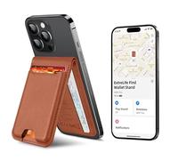 ExtreLife For Magsafe Wallet, Works with Apple Find My, Strongest Magnetic Wallet for iPhone 17/16/15/14/13/12 Series, WalletTracker with Adjustable Stand, 6 Cards Holder, Vegan Leather, Brown