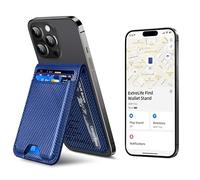 ExtreLife for Magsafe Wallet, Works with Apple Find My, Strongest Magnetic Wallet for iPhone 17/16/15/14/13/12 Series, WalletTracker with Adjustable Stand, 6 Card Holder, Bright Blue