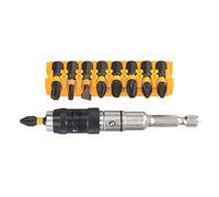 Extreme 6.35MM HEX Shank Mixed Impact Torsion Screwdriver BIT Set with PIVOTING TIP Holder, Steel Blades, Suitable for Power Screwdrivers with Impact Mode, 11 in Pack