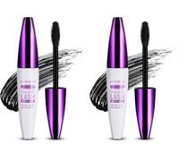 Extreme Big 5D Volume Lash Mascara,Black Silk Fiber Eyelash Lash Volumizing Thickening Volume Mascaras with Big & Soft Brush, No Smudge, False Lash Effect (Pack of 2)