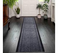 eXtreme Carpet Runner for Hallways, Kitchen, and Living Room | Lightweight, Washable, and Non-Slip Custom Length Narrow Rug | PVC Rubber Backed 66cm Wide x 91cm Long Rug Runner - Grey