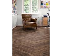 eXtreme Herringbone Laminate Flooring | 14Pcs Floor Tiles for Living Room, Hallways, and Kitchen | Durable, Slip-Resistant, and V-Grooved Floor Planks - Sovereign Oak