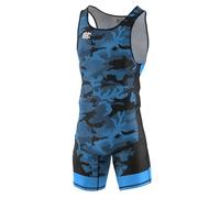 Extreme Hobby Wrestling Singlet for Kids HAVOC - Professional Compression Competition Suit, Color: Blue, Size: 164