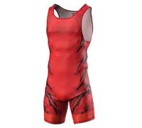 Extreme Hobby - Wrestling Singlet for Men BLACK PANTHER, Compression Competition Suit, Color: RED, Size: M