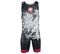 Extreme Hobby - Wrestling Singlet for Men POLSKA CAMO, Compression Competition Suit, Color: RED, Size: XL