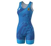 Extreme Hobby - Wrestling Singlet for Women German National Team, Professional Compression Competition Suit, Blue, Size S