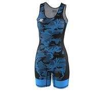 Extreme Hobby - Wrestling Singlet for Women HAVOC, Professional Compression Competition Suit, Blue, Size L