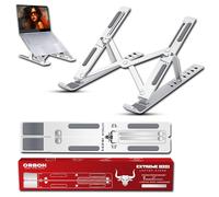 Extreme Load Laptop Stand Metal for Desk & Table - Adjustable Metal Laptop Table Stand for Bed, Cooling & Gaming - MacBook Compatible Holder, Vertical Laptop Stand for Work & Study | Silver