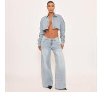 Extreme Low Rise Wide Leg Jeans In Light Blue Denim, Women's Size UK 16