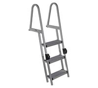 Extreme Max 3005.5284 Heavy-Duty Aluminum Pontoon & Dock Ladder with 15.75" Wide Fold-Up Steps - 3-Step, 300 lbs. Weight Capacity