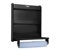 Extreme Max 5001.6037 Aluminum Work Station Storage Cabinet w/Flip-Out Work Tray & Paper Towel Rack Organizer for Enclosed Race Trailer, Shop, Garage, Storage - Black