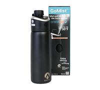 Extreme Mist - GoMist Misting & Drinking Bottle - Personal Mister - Cooling Water Bottle w/Easy-Drink Spout - Stainless-Steel Double Wall Insulated - Portable Misting - Midnight Black, 25oz/750ml