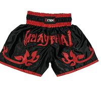 EXTREME Muay Thai MMA Grappling Fight Kickboxing Shorts (Red with Black, X-Large)