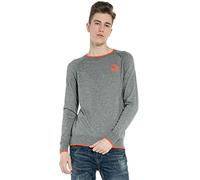 Extreme Pop Mens Crew Neck Jumper Striped Sweater UK Brand (M, Grey 1)
