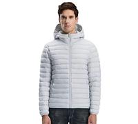 Extreme Pop Mens Goose Down Jacket lightweight Hooded (L, Greige)