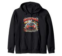 Extreme Speed Racing Machine Performance Automotive Graphic Zip Hoodie