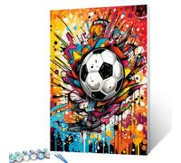 Extreme Sports Soccer Oil Paint by Numbers for Adults Kids Men Sports Digital Painting Kits for Beginner Oil Pictures Graffitic Football Paintwork Home Room Decor 16''Wx20''H Pop Gift(DIY Frame)