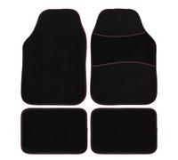Extreme Universal PVC Backed Car Mat Set, Black/Red, 4 Pieces