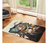 Extremely Beautiful Image of a Woman Pet Feeding Mat Dog Cat Eating Food Absorbent Leather Tablecloth for and Water Bowl Waterproof No Stains Quick Dry Non-Slip 23.62 * 15.75IN