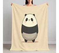 Extremely Soft & Cozy Flannel Throw 150 x 200 cm - A Sweet Gift for FUR Lovers, Cartoon Panda Cute Minimal Blanket Machine Washable, Fleece Khaki Blankets for Sofa Bed and Couch