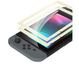 eXtremeRate 2 Pack Antique Yellow Border Transparent HD Clear Saver Protector Film, Tempered Glass Screen Protector for Nintendo Switch [Anti-Scratch, Anti-Fingerprint, Shatterproof, Bubblefree]