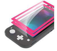 eXtremeRate 2 Pack Bright Pink Border Transparent HD Clear Saver Protector Film, Tempered Glass Screen Protector for Nintendo Switch Lite [Anti-Scratch, Anti-Fingerprint, Shatterproof, Bubble-Free]