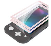 eXtremeRate 2 Pack Cherry Blossoms Pink Border Transparent HD Clear Protector Film, Tempered Glass Screen Protector for Nintendo Switch Lite
