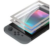 eXtremeRate 2 Pack Fleeting Gray Border Transparent HD Clear Saver Protector Film, Tempered Glass Screen Protector for Nintendo Switch [Anti-Scratch, Anti-Fingerprint, Shatterproof, Bubblefree]