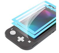 eXtremeRate 2 Pack Heaven Blue Border Transparent HD Clear Saver Protector Film, Tempered Glass Screen Protector for Nintendo Switch Lite