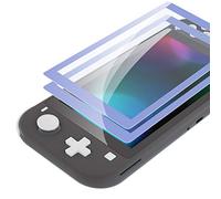 eXtremeRate 2 Pack Light Violet Border Transparent HD Clear Saver Protector Film, Tempered Glass Screen Protector for Nintendo Switch Lite