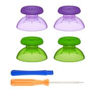 eXtremeRate 2 Pairs Replacement Thumbsticks for PS5 Controller, Custom Clear Green & Clear Atomic Purle Analog Stick Joystick for PS5, for PS4 All Model Controllers Universal - Controller NOT Included