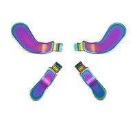 eXtremeRate 4 pcs Metalic Rainbow Aura Blue & Purple Stainless Steel Paddles, Replacement Interchangeable Hair Trigger Locks for Xbox One Elite, Xbox Elite Series 2 & Elite 2 Core Controller