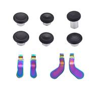eXtremeRate 6 in 1 Metal Black Replacement Thumbsticks Grip + 4 pcs Metalic Rainbow Metal Stainless Steel Paddles for Xbox Elite Seies 2 & Elite 2 Core Controller (Model 1797)