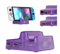 eXtremeRate AiryDocky DIY Kit Clear Atomic Purple Replacement Case for Nintendo Switch Dock, Redesigned Portable Mini Dock Shell Cover for Switch OLED - Shells Only, Dock & Circuit Board Chip Without