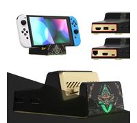 eXtremeRate AiryDocky DIY Kit Glow in Dark Replacement Case for Nintendo Switch Dock, Totem of Kingdom Black Redesigned Portable Mini Dock Shell Cover for Nintendo Switch OLED - NO Dock & Circuit Chip