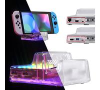eXtremeRate AiryDocky DIY Kit LED Version Replacement Shell Case Compatible with Nintendo Switch Dock, Redesigned IR Remote Control 7 Color 50 Effects RGB LED Kit for Nintendo Switch OLED Dock