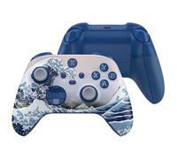 eXtremeRate ASR Version Performance Rubberized Full Set Shell Buttons for Xbox Core Controller, Redesigned Grip Diamond Texture Handles Backplate Case for Xbox Series X & S Controller - The Great Wave