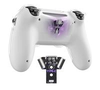 eXtremeRate Back Cover with Type-C Charging Port & Functional Light PCB Compatible with ps4 Controller JDM-040 050 055, Upgrade DS4 to USB Type-C Connector, Custom DIY Bottom Grip Case - White