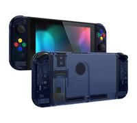 eXtremeRate Back Plate for Nintendo Switch Console, NS Joycon Handheld Controller Housing with Colorful Buttons, DIY Replacement Shell for Nintendo Switch - Clear Deep Ocean Blue