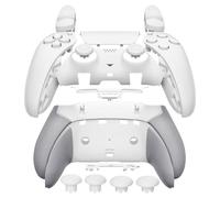 eXtremeRate Beyond-ARC Full Set Shell Buttons Compatible with p s 5 Edge Controller, Non-Slip Rubberized Grip Back Plate, Faceplate, Decorative Clip Shell, 6-in-1 Swappable Thumbsticks - White